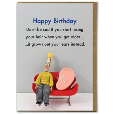 Image of Bold &amp; Bright Funny Birthday Card ‘Ear hair’ Hilariously Cards For Women Cheeky Her Female Friends Mates Partner Novelty Humour
