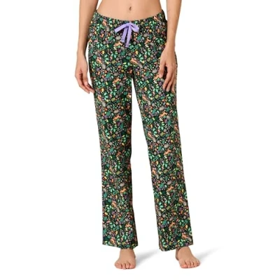 Image of Amazon Essentials Women&#039;s Flannel Sleep Trousers (Available in Plus Size) Discontinued Colours, Black Folkloric, XXS