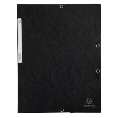 Image of Exacompta Ref 55501E Europa Elasticated 3 Flap Folders (Pack of 25) 24 x 32cm, Suitable for A4 Documents, 400gsm Genuine Premium Pressboard Black