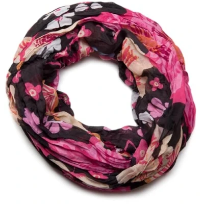 Image of styleBREAKER all over floral print loop tube scarf 01014027, Colour:Black Pink