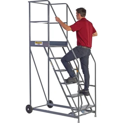 Image of Climb It Warehouse Safety Steps 600mm Platform 5 Tread Grey AHWS05GY
