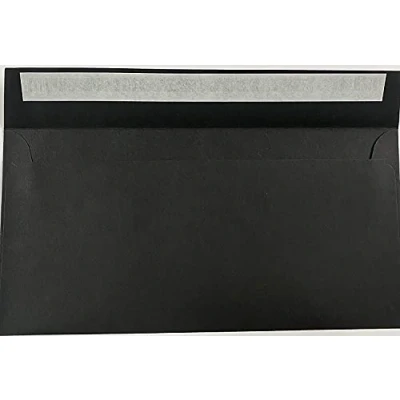 Image of DL Coloured Envelopes for Greeting Cards Wedding Invitations &amp; Crafts (110x220mm) Pack of 100 (Black Peel Seal)