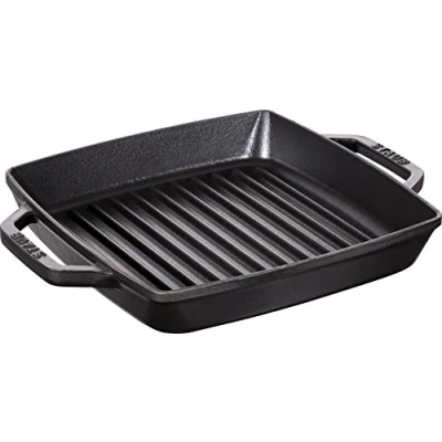 Image of STAUB Cast Iron Square Grill Pan, Black, 23 cm