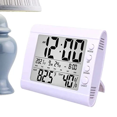 Image of Pomurom Room Thermometer Indoor,Temperature Humidity Monitor Clock for Home Temperature Indoor Outdoor with