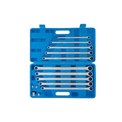Image of Blue Spot Tools 04307 10 Piece Professional Extra Long Metric Ratchet Spanner and Adaptor Set (8 19mm)