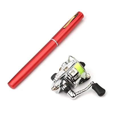 Image of Lixada Pen Fishing Rod Reel Combo Set Premium Mini Pocket Collapsible Pole Kit Telescopic + Spinning 1M / 1.4M 1.6M 1.8M 2.1M (A 05 Red(Rod&amp;Reel), 1.4M)