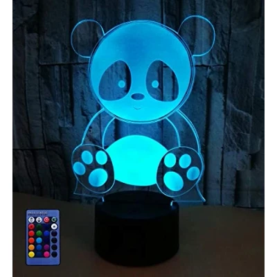 Image of HPBN8 Ltd 3D Panda Night Light USB Powered Remote Control Touch Switch Decor Table Desk Lamp 7/16 Color Changing Lights LED Xmas Home Love Brithday Children Kids Toy Gift