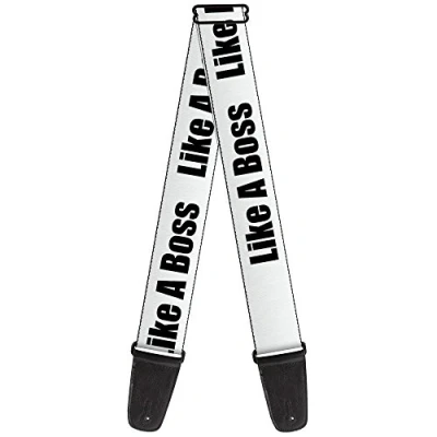 Image of Buckle Down Guitar Strap LIKE A BOSS White/Black 2&quot; Wide 29 54&quot; Length