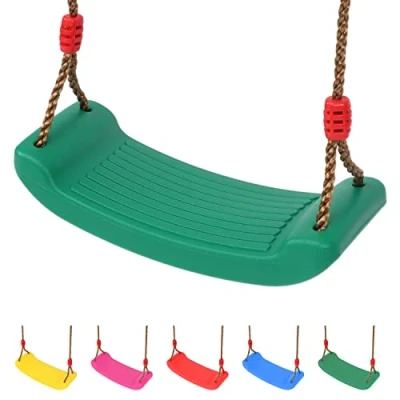 Image of SILVER VALLEY Deluxe Garden Swing Seat for Children Kids with Adjustable Reinforced Ropes Ideal Sets and Climbing Frames (Green)
