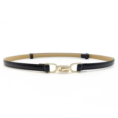Image of SHUBEIEUMI Women Skinny Leather Belt Adjustable Thin Waist Belt, PU Slim Waistband Belts with Metal Buckle