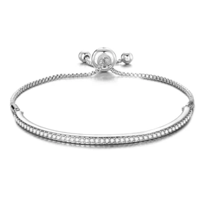 Image of Philip Jones Silver Plated Friendship Bracelet Created with Zircondia® Crystals