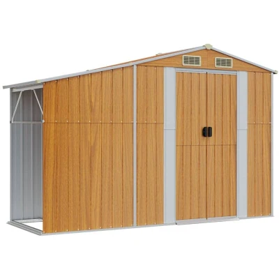 Image of vidaXL Garden Shed Brown 277x93x179 cm Galvanised Steel
