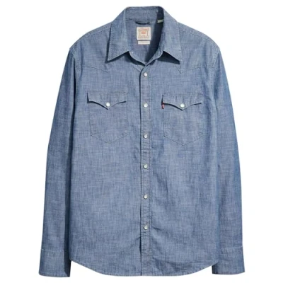 Image of Levi&#039;s Barstow Western Standard Shirt, Men&#039;s, Size: XS, Grant mid blue chambray