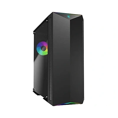 Image of MSI MPG GUNGNIR 100 Mid Tower Gaming Computer Case &#039;Black, 1x 120mm ARGB + 3x Fan, Mystic Light Sync, 8 Channel Hub, Tempered Glass Panels, E ATX, mATX, mini ITX&#039;