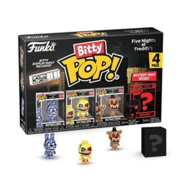 Image of Funko Bitty Pop! Five Nights At Freddy&#039;s (FNAF) Nightmare Bonnie 4PK Bonnie, Chica, Freddy and A Surprise Mystery Mini Figure 0.9 Inch (2.2 Cm) Collectable