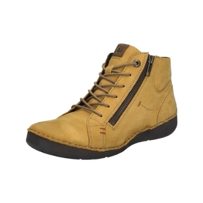 Image of Josef Seibel Fergey 67 Women&#039;s Lace Up Ankle Boots, Width G (Normal), Interchangeable Footbed, mustard, 6 UK