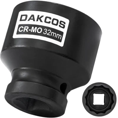 Image of DAKCOS 1/2&quot; Drive 32mm Socket 12 Ponit Impact Wrench Shaft Tool Power Socket, CR MO