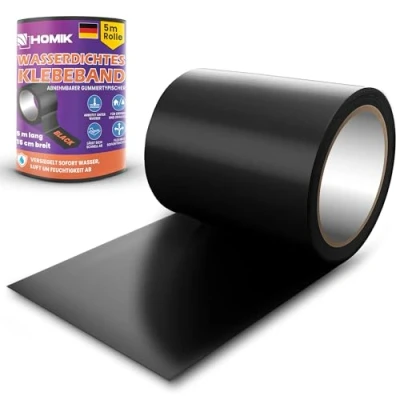 Image of HOMIK Extremely Strong Waterproof Tape Outdoor &amp; Indoor Roof Repair 15cmx5m Adhesive UV Resistant Duct Self sealing Black