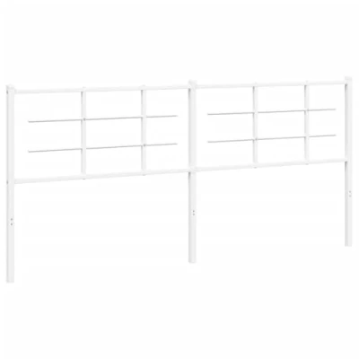 Image of vidaXL Metal Headboard in White for 193 cm Mattresses Steel Bed Header, Sturdy Construction, Easy to Assemble, Bedroom Furniture Enhancement