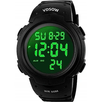 Image of VDSOW Mens Sports Digital Watches Outdoor Waterproof Sport Watch with Alarm/Timer, Big Face Military Wrist LED Backlight for Running Men Black