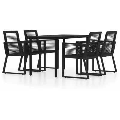 Image of vidaXL 5 Piece Garden Dining Set Black
