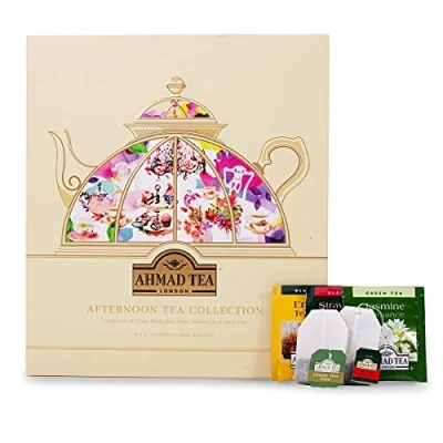 Image of Ahmad tea Afternoon Selection Pack Black teas, Green Fruit teas Perfect gift 45 Teabag Sachets 9 Flavours