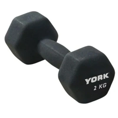 Image of York Fitness Single Neoprene Hex coating Dumbbell, Black, 2KG