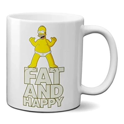 Image of Mugtime (TM) Simpsons Homer Fat and Happy Tea Coffee Mug Cup Ceramic 330ml 11oz