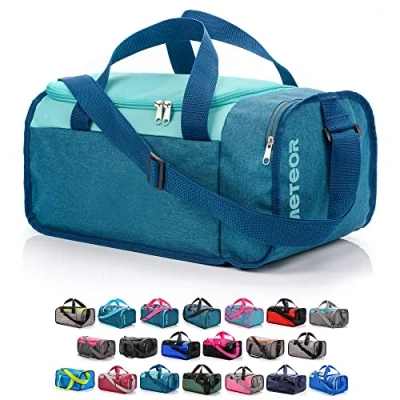 Image of Sports Bag Gym Holdall Men Women Duffel Shoulder Fitness Swimming Pool Travel Holiday Strap Cabin Luggage Weekender Overnight Camping Small 20L Large 40L (Blue/Mint, 20 L)