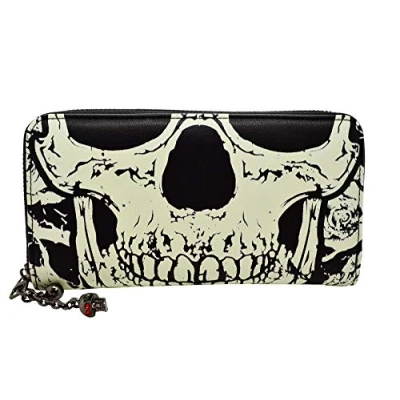 Image of BANNED GLOW IN THE DARK SKULL WALLET PURSE BEDLAM