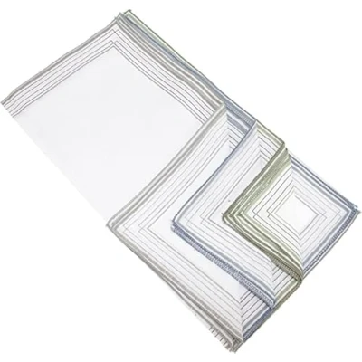 Image of KAV Pack of 10 Men&#039;s Handkerchief with Imprinted Border 36x36 cm Polycotton Multifunctional Large Pocket Squares Hankies for Gentlemen, Grandfathers, Fathers, Dads White