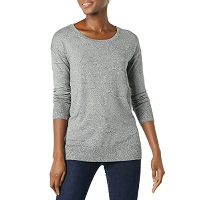 Image of Amazon Essentials Women&#039;s Lightweight Long Sleeved Scoop Neck Tunic Jumper (Available in Plus Size), Charcoal Marl, XS