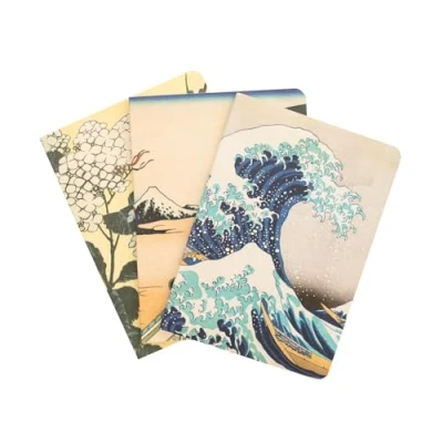 Image of Grupo Erik Hokusai Pack of 3 A6 Notebooks Notebook Notepads Notepad Cute Stationery Gifts The Great Wave Off Kanagawa