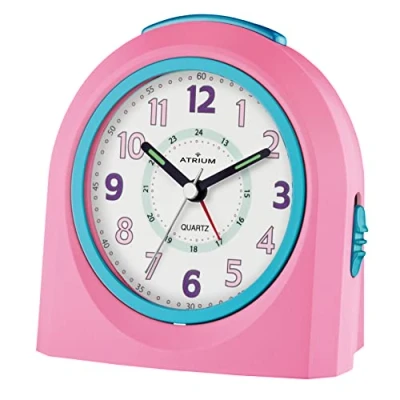Image of Atrium alarm clock analogue pink silent, with light and snooze function A921 17