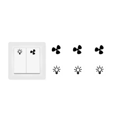 Image of Switch Sticker Set 3 x Fan and Light Symbols (RP16/1) (10 mm)