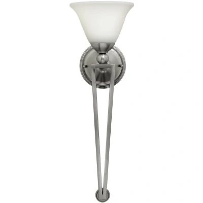 Image of Bolla 1 Light Wall Brushed Nickel Glass Shade, E27