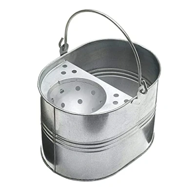 Image of Heavy Duty Metal Mop Bucket Galvanised Strong 11 litre Capacity for Cleaning With Wringer