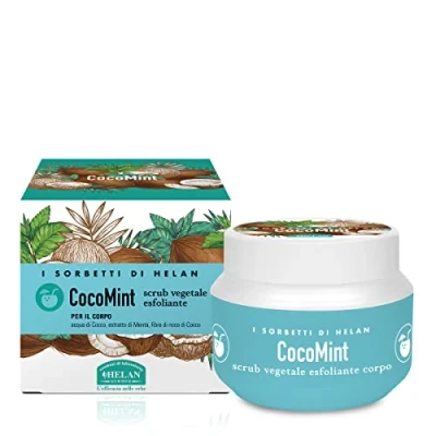 Image of Helan I Sorbetti CocoMint Exfoliating, Fresh &amp; Vegetable Body Scrub with Coconut Water Mint Extract for Silky Renewed Skin Vegan Cruelty Free Exfoliator Made in Italy, 150 ml