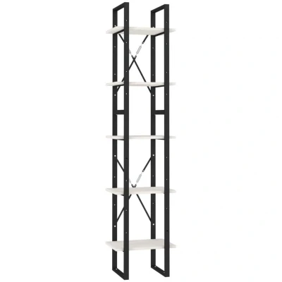 Image of vidaXL 5 Tier Book Cabinet White 40x30x175 cm Pinewood