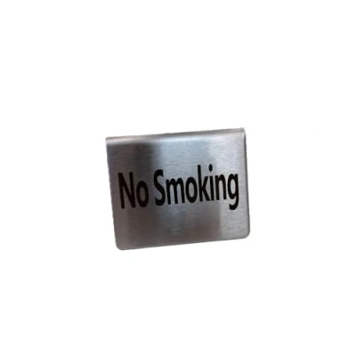 Image of Olympia Brushed Steel No Smoking Table Sign, Stainless Steel, Size: 35(H) x 51(W) 38(D)mm, Corrosion &amp; Damage Resistant, Contemporary Style Stackable, U044