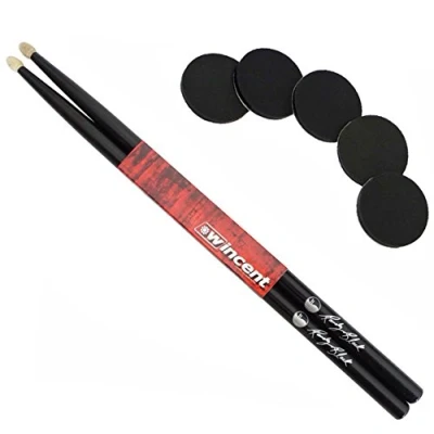 Image of Wincent Randy Black Signature Drumsticks + Keepdrum Damper Pads