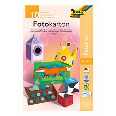 Image of folia 606 Pad with Assorted Colours Photo Card, Approx. 22 x 33 cm, 10 Sheets, 300 g/m², Ideal Base for Various Crafts Such as Window Pictures, Scrapbooking, Card Making