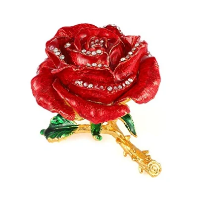 Image of QIFU Decorative Hand Painted Rose Style Jewelry Trinket Box Hinged, Unique Gift Home Decor, Best Ornament Your Collection