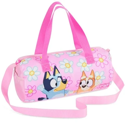 Image of Bluey Sports Bag, Spacious Weekend Bag Duffel Holdall with Zipped Pockets, Travel Essentials, Sports, Dance (Pink)
