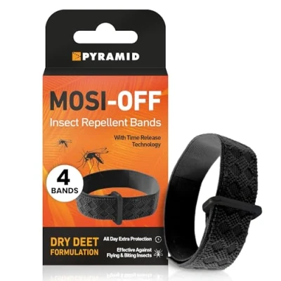 Image of Pyramid Mosi Off Insect Repellent Bands 4X Mosquito Bracelet with Dry DEET Formula 100hrs of Protection Against Flying &amp; Biting Insects