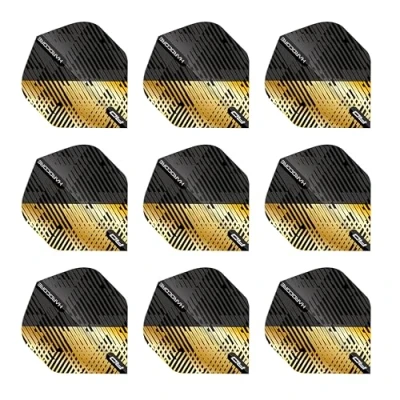 Image of RED DRAGON Hardcore Premium Gold &amp; Black Fleck Dart Flights 3 Sets Per Pack (9 in total)