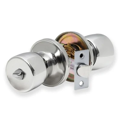 Image of XFORT Tulip Privacy Knob Set Polished Chrome, Door with Lock for Internal Wooden Bathroom Doors
