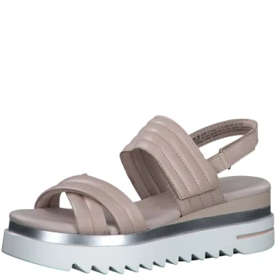 Image of Marco Tozzi Women&#039;s 2 28730 20 Leather Wedge Sandal, Rose, 6 UK