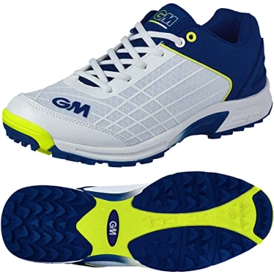 Image of Gunn &amp; Moore GM Rubber Cricket Shoe Original All Rounder Arch Support Two Tone TPU Outsole Blue Size UK 9 EU 43 Approx Foot Length 271 mm