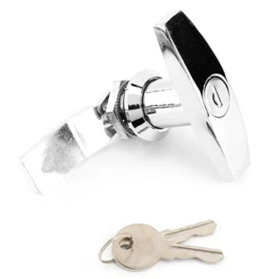 Image of Trailer T Lock, Rear Fixing Handle Lock Tool Box Garage Door with Keys for Caravan Canopy (Silver)